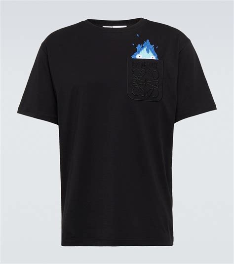 Loewe X Howl S Moving Castle Calcifer Embroidered Cotton T Shirt In