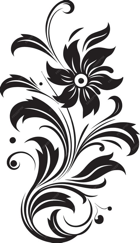 Premium Vector | Black and White Floral Vector Intricate Black Floral ...