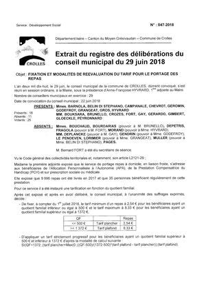 Calam O Crolles Deliberation Fixation Et Modalit S De R