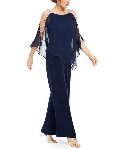 Msk Embellished Chiffon Overlay Jumpsuit And Reviews Pants And Capris