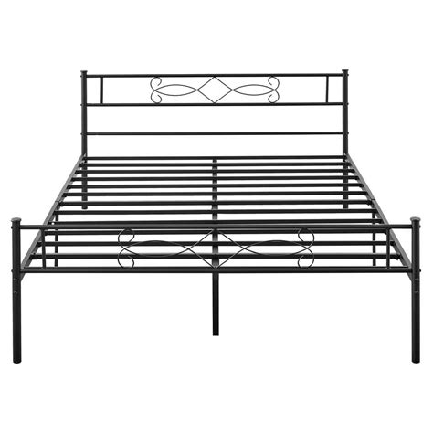 Vecelo Bed Frame With Headboards Black Heavy Duty Frame In W Queen