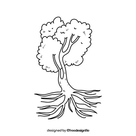 Simple tree roots plant drawing black and white clipart free download