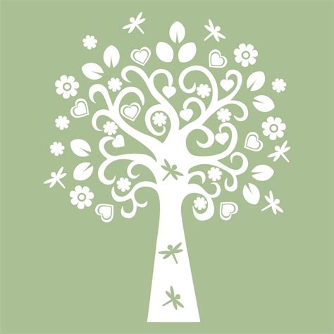 Family tree silhouette vector illustration. White color tree. Paper ...