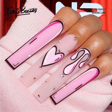 Fofosbeauty 24pcs Press On False Nails Tips Long Coffin Fake Nails