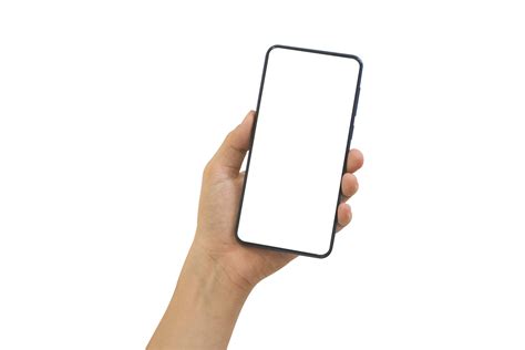 mão segurando o celular tela transparente em branco e formato png