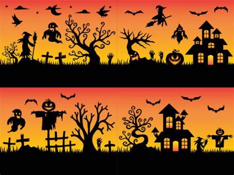 Halloween Background Silhouette Graphic By Purmoon Creative Fabrica