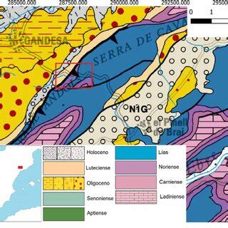 A Localización del área de estudio B Mapa geológico 1 250 000 de la