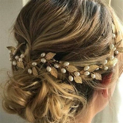 Amazon Yean Bride Wedding Hair Vine Headband Gold Leaf Bridal