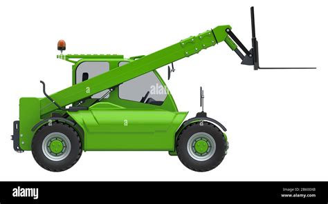 Telescopic Handler Side View D Rendering Isolated On White