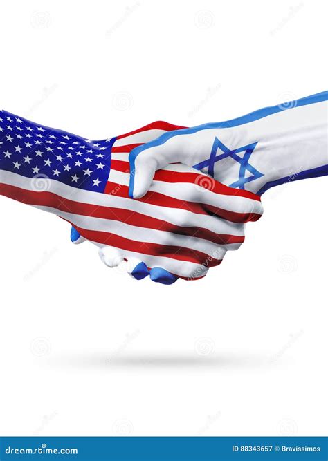 Flags Of United States And Israel Countries Overprinted Handshake Stock Illustration