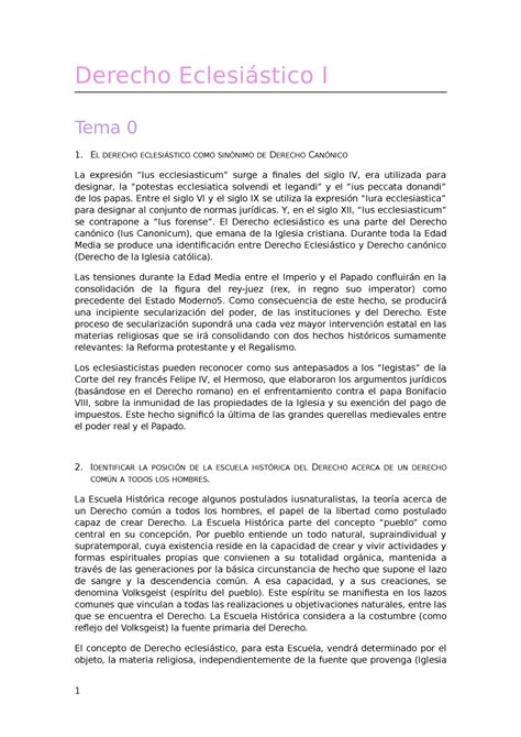 Examen Preguntas Derecho Eclesi Stico I Tema El Derecho