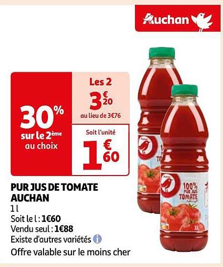 Promo Pur Jus De Tomate Auchan Chez Auchan ICatalogue Fr