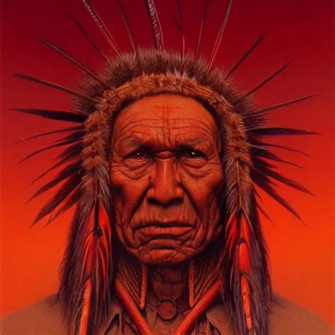 Angry Native American Chieftain Portrait Dark Stable Diffusion