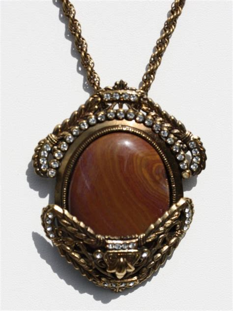 Ermani Bulatti Vintage Stone Art Nouveau Necklace Gem