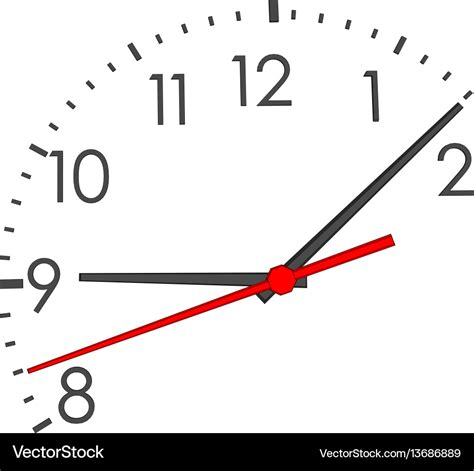 Clock face with red second hand Royalty Free Vector Image