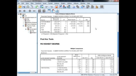 Univariate Post Hoc Analysis In Spss Youtube