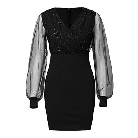 Sexy Sequins Dresses For Women V Neck Long Sleeve Layered Retro Dress Original Brand