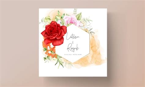 Mooie Aquarel Hand Tekenen Bloemen Bruiloft Uitnodigingskaart Gratis