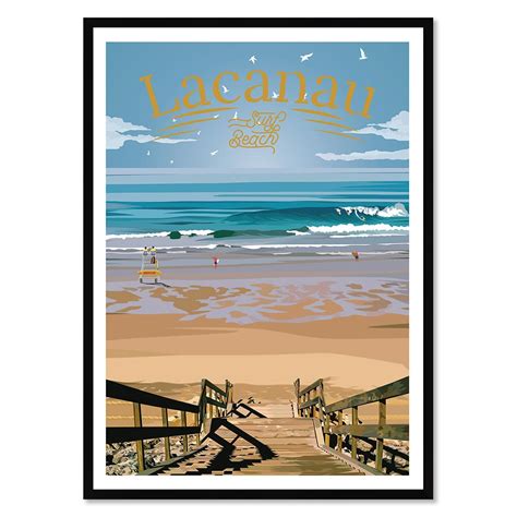 Lacanau surf beach Poster affiche image encadrée Cadr Aven