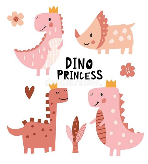 Illustration About Princess Dinosaur Poster Cute Pink Dino Girls