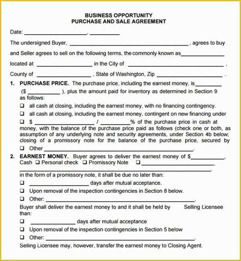 Business Sale Agreement Template Free Download Of Purchase and Sale ...