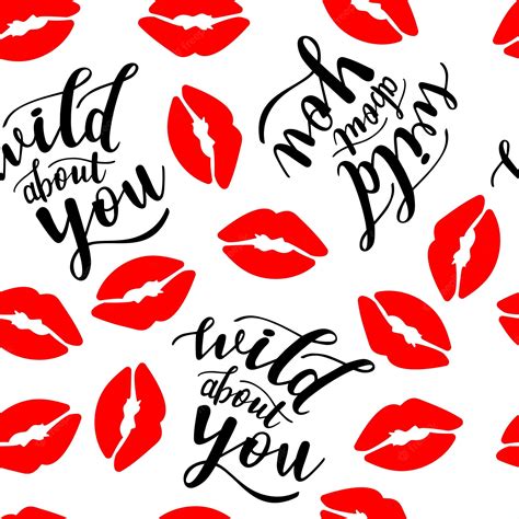 Premium Vector Stvalentines Day Red Lipstick Kiss Seamless Pattern