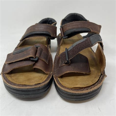 Naot Mens Brown Buffalo Lapland Leather Comfort Sandals Removable