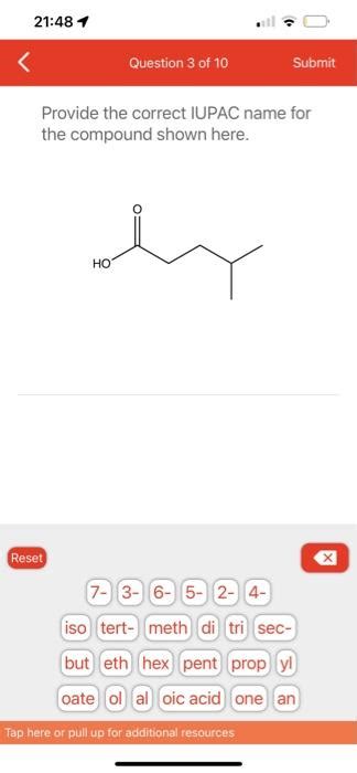 Solved Provide The Correct Iupac Name For The Compound S