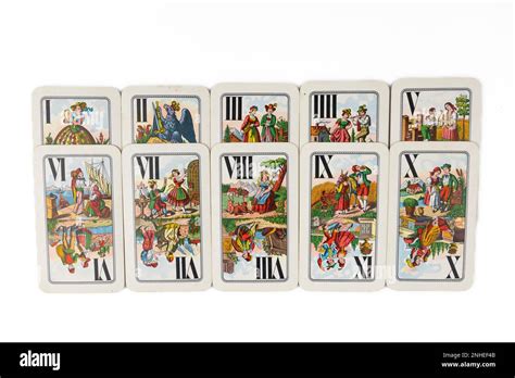 Cartes Jouer Tarot Cartes Chiffres Romains Un Dix Fond Blanc