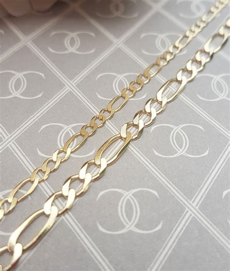 Solid 9ct Yellow Gold Figaro Chain 18" 20" 22" 24" for Men & Ladies