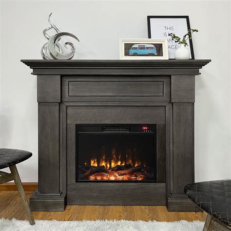 50 Inch White Electric Fireplace With Mantel Freestanding Fireplace