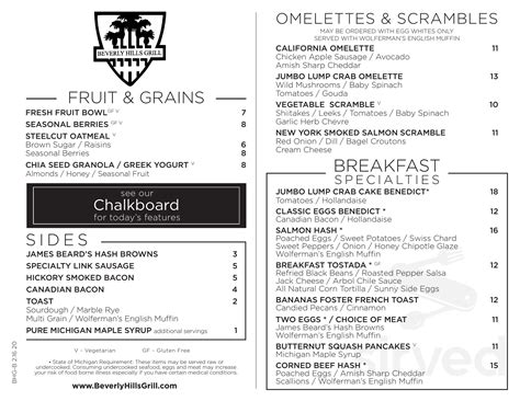 Beverly Hills Grill menu in Beverly Hills, Michigan, USA