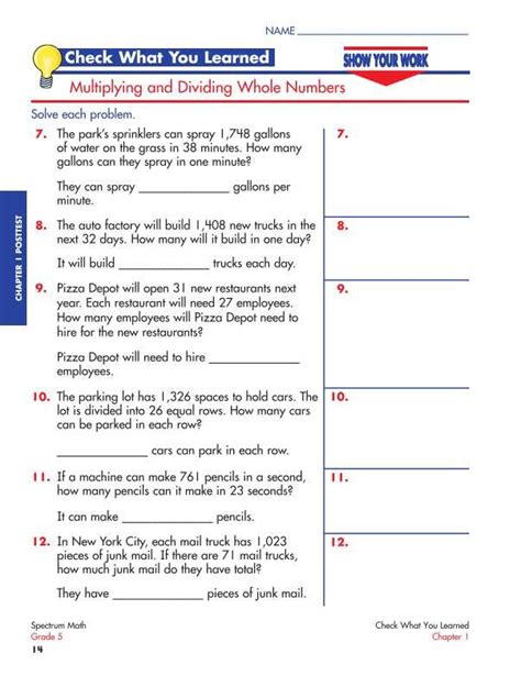 Carson Dellosa Spectrum Math Workbook Grade 5 Cd 704565 Supplyme