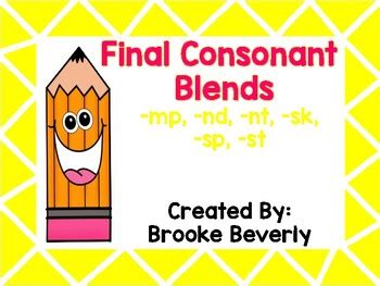 Final Consonant Blends Mp Nd Nt Sk Sp St Spinner Game