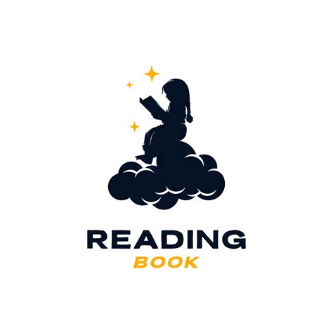 Vector little girl reading book on cloud logo template design 20801836 ...