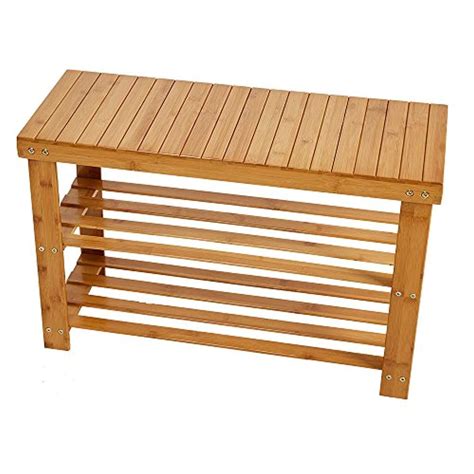 Shop Bamboo Shoes Storage Rack 2 Tier Shoe Bench Seat For Entryway