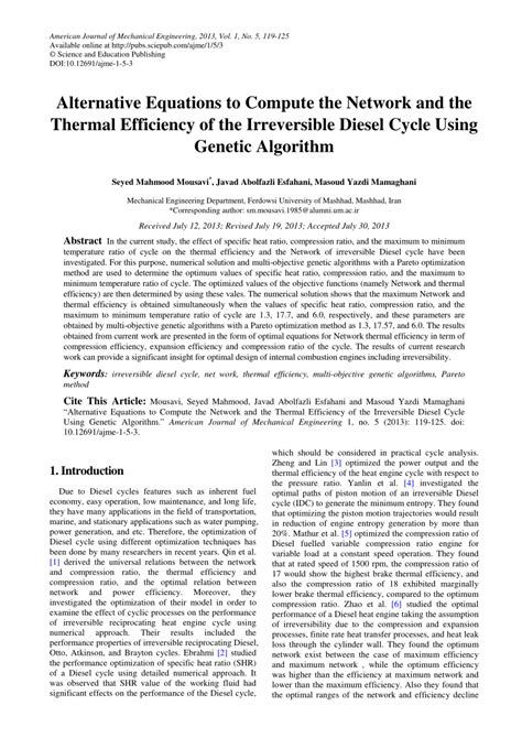 Pdf Alternative Equations To Compute The Network And The Thermal