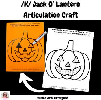 Freebie K Jack O Lantern Pumpkin Articulation Craft By Rowans Speech