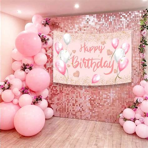 Pink Happy Birthday Party Backdrop 43 3x70 8 Inch Birthday Party