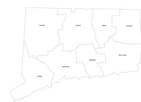 Connecticut County Map with County Names Free Download