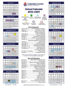 Columbia County School District Calendar 2022-2023