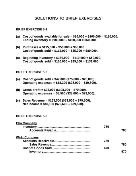 Chapter Brief Exercises Solutions Solutions To Brief Exercises