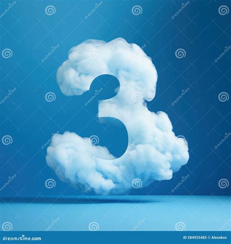 Blue Cloud Number Floating On Blue Background Ai Generated Stock