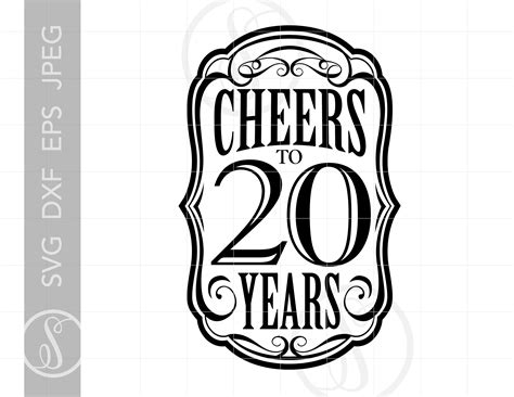 Cheers To 20 Years Svg Cheers To 20 Years Design Cheers To Etsy