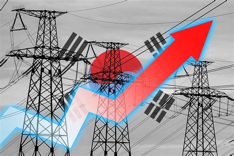 Power Line And Flag Of South Korea Energy Crisis Concept Of Global