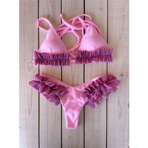 Bikini Triangolo Rouches Glitter Made Sull Isola Handmade