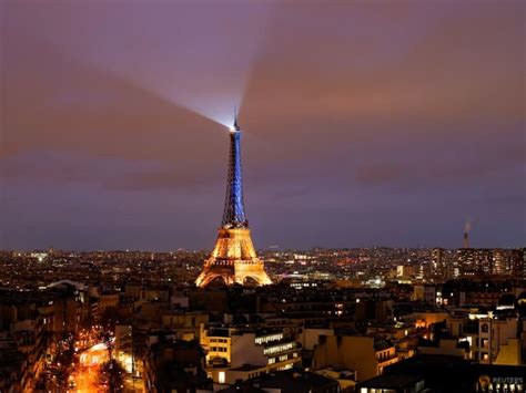 Paris Lights Up Eiffel Tower In Colours Of Ukraine Flag Today