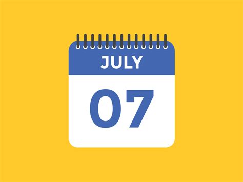 july 7 calendar reminder. 7th july daily calendar icon template ...