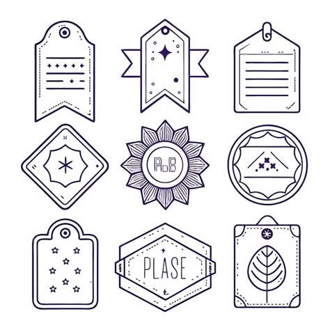 Premium Vector Set Of Nine Hand Drawn Purple Outline Badges