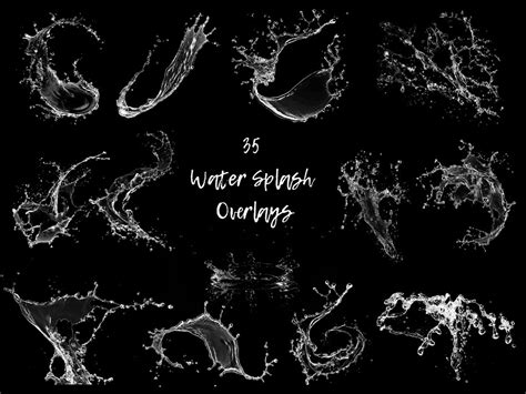 35 Water Splash Overlays, Transparent Background, Photoshop Overlays - Etsy